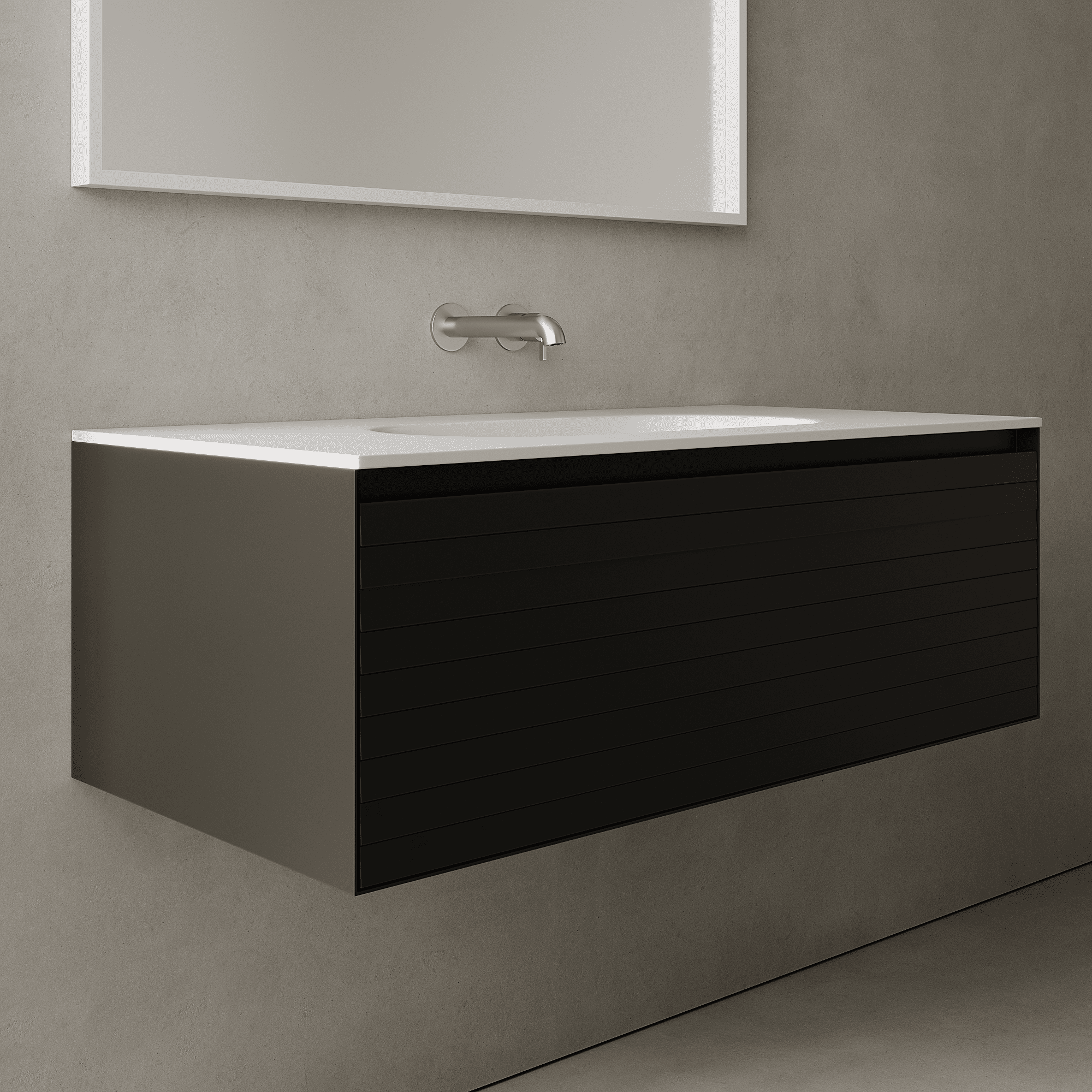 Nordale Silk Black 1000mm Vanity Unit - Single Drawer with Single Basin