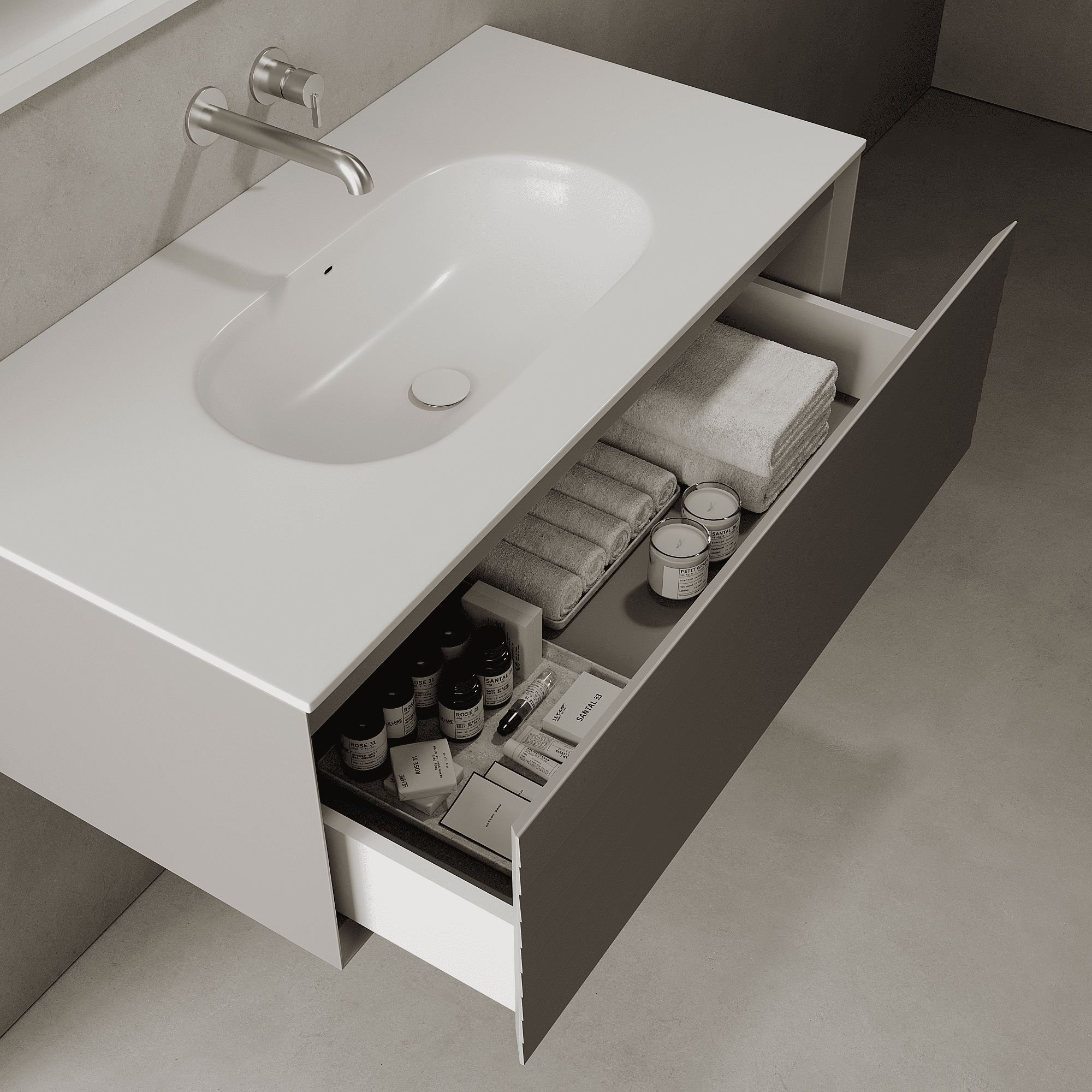 Nordale Stone Grey 1000mm Vanity Unit - Single Drawer with Single Basin