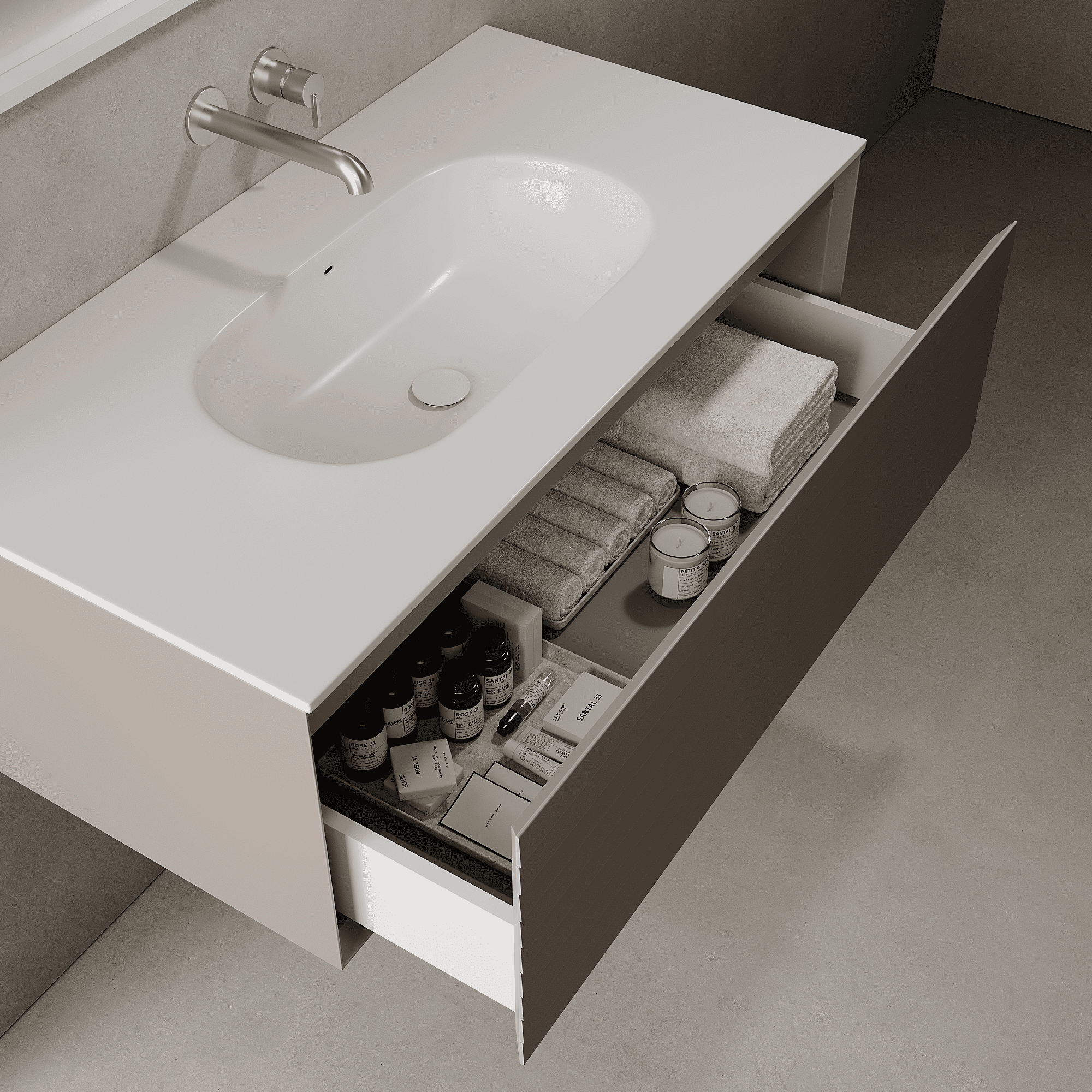 Nordale Taupe 1000mm Vanity Unit - Single Drawer with Single Basin