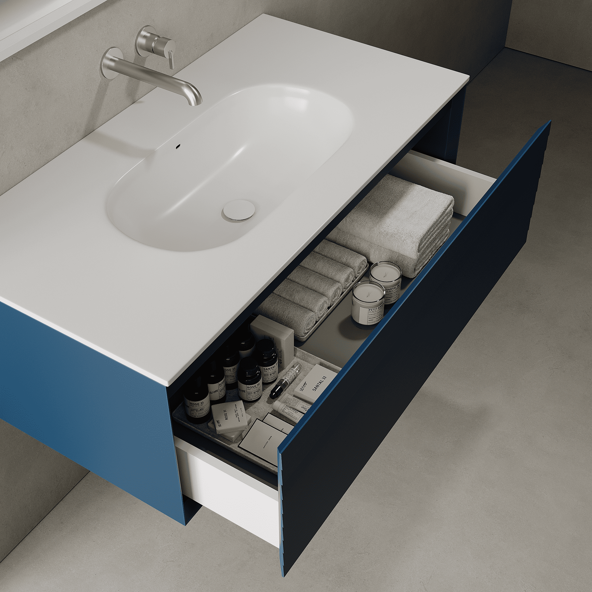 Nordale Ocean Blue 1000mm Vanity Unit - Single Drawer with Single Basin