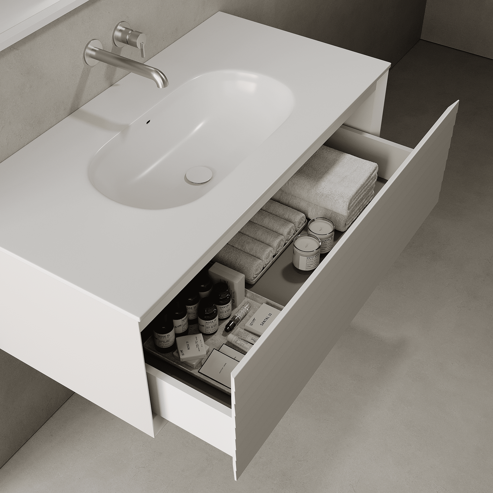 Nordale Snow White 1000mm Vanity Unit - Single Drawer with Single Basin