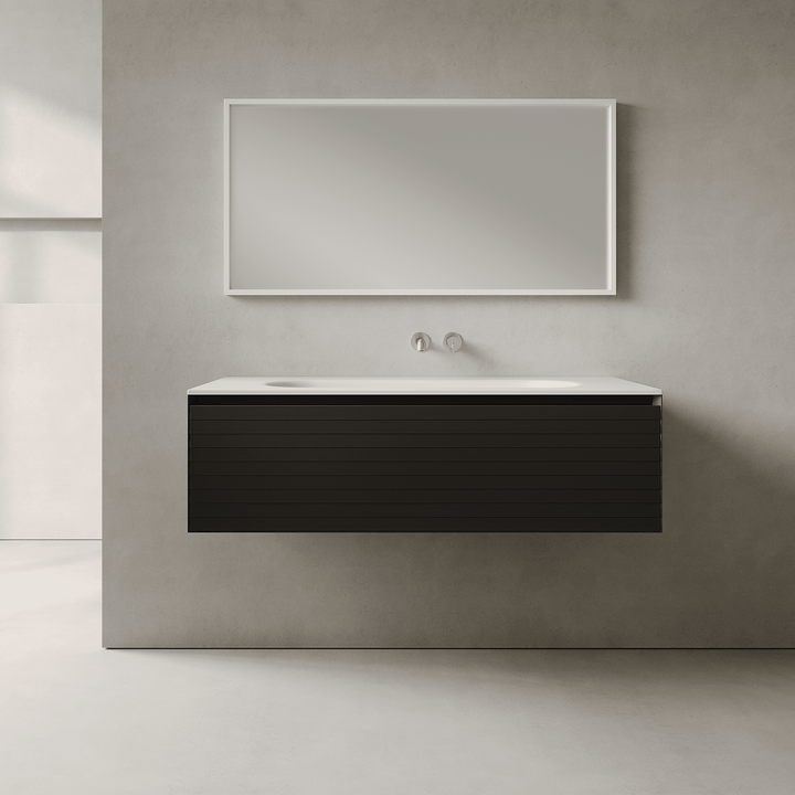 Nordale Silk Black 1200mm Vanity Unit - Single Drawer with Large Single Basin