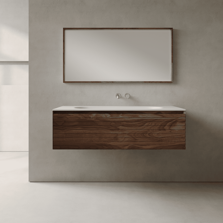 Nordale Real Walnut 1200mm Vanity Unit - Single Drawer with Large Single Basin