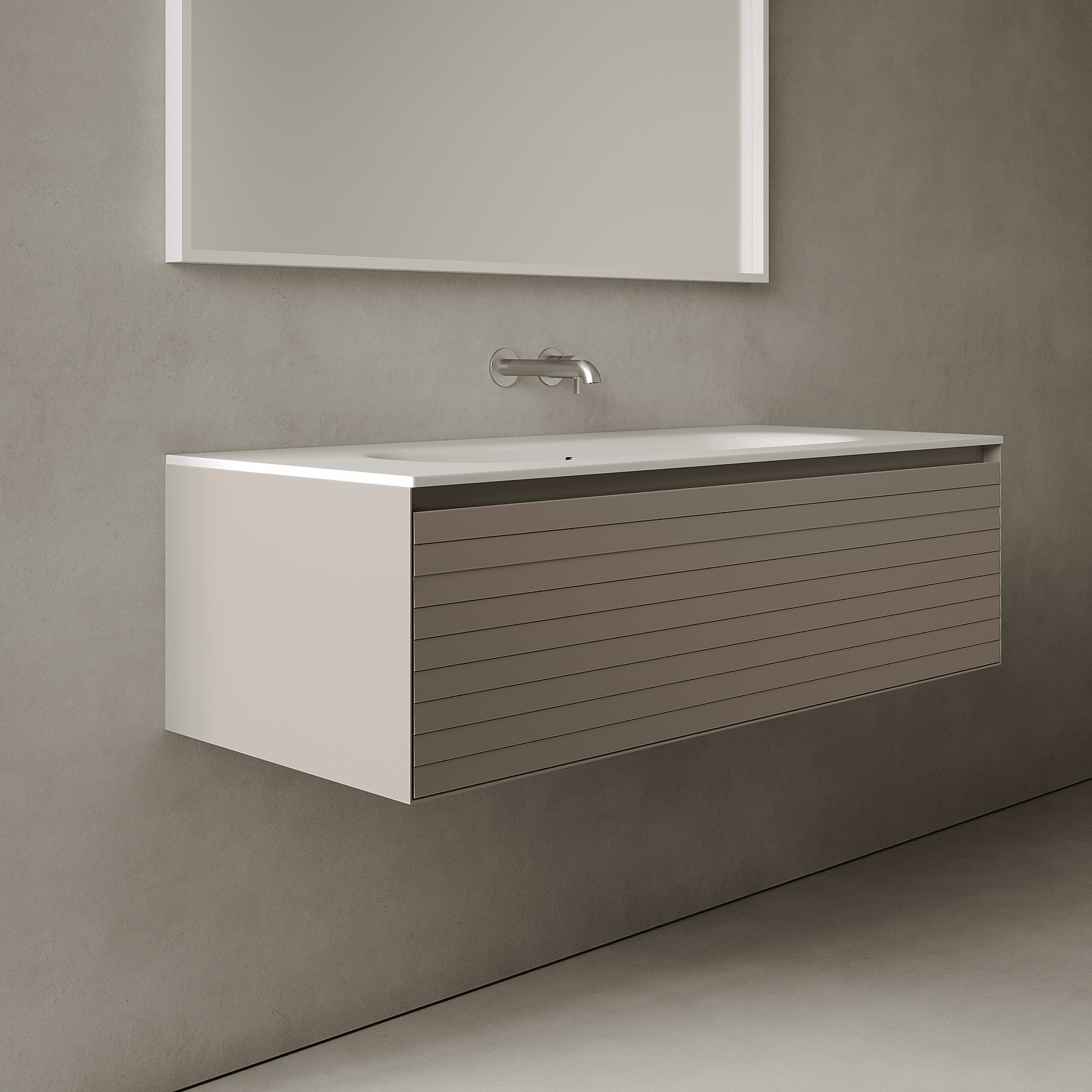 Nordale Taupe 1200mm Vanity Unit - Single Drawer with Large Single Basin