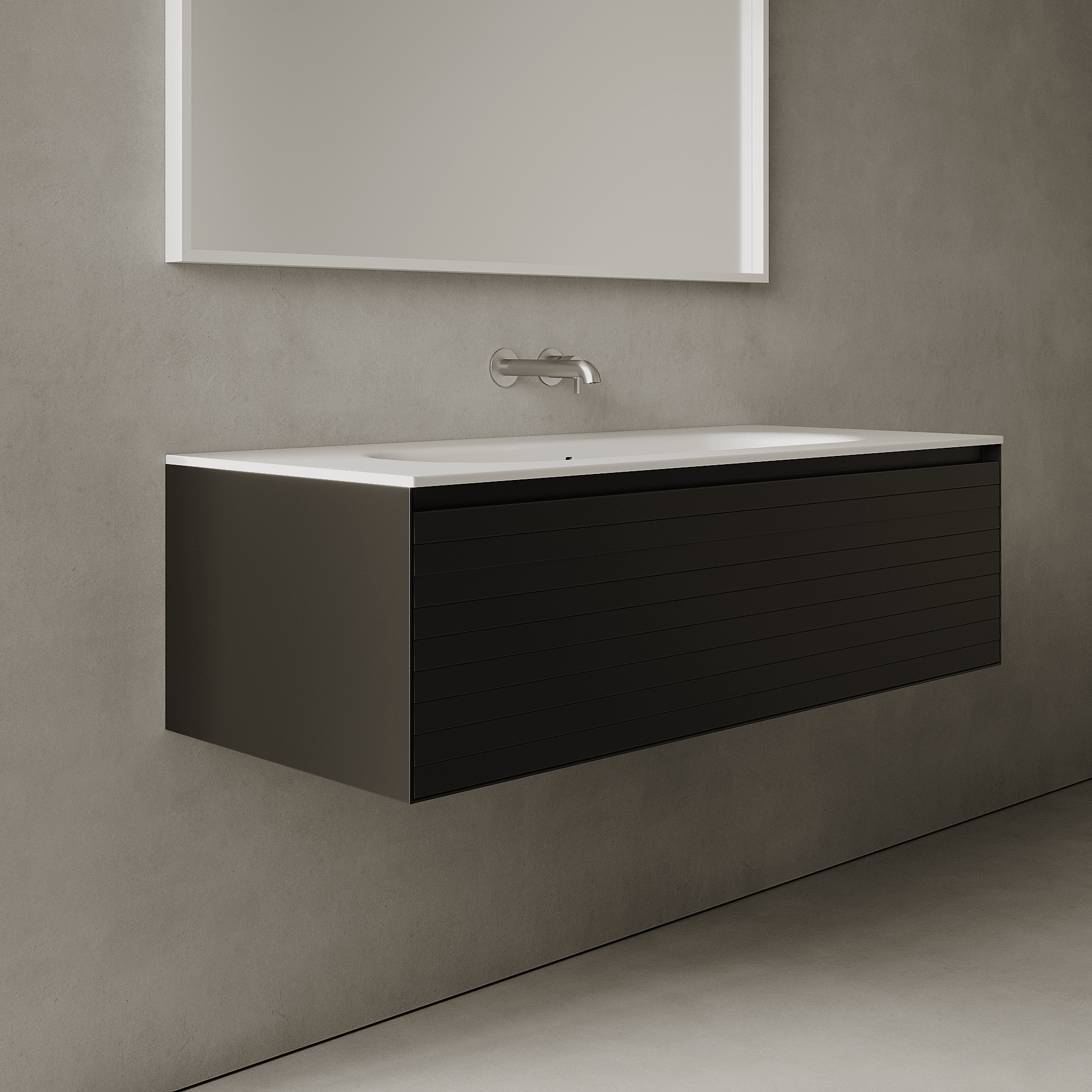 Nordale Silk Black 1200mm Vanity Unit - Single Drawer with Large Single Basin
