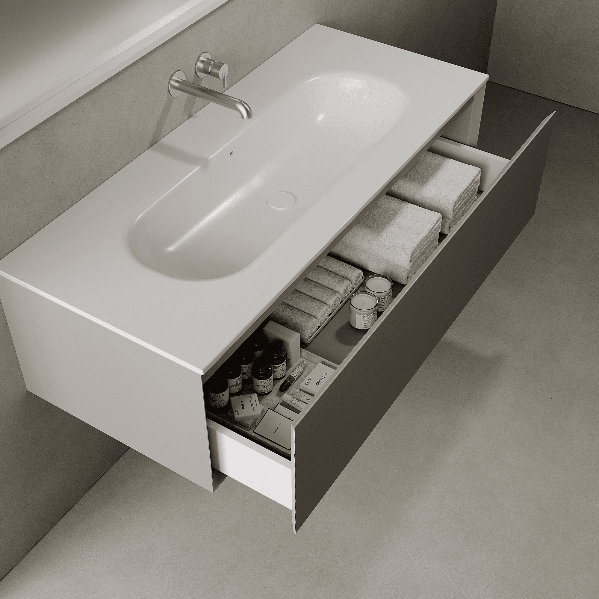 Nordale Stone Grey 1200mm Vanity Unit - Single Drawer with Large Single Basin