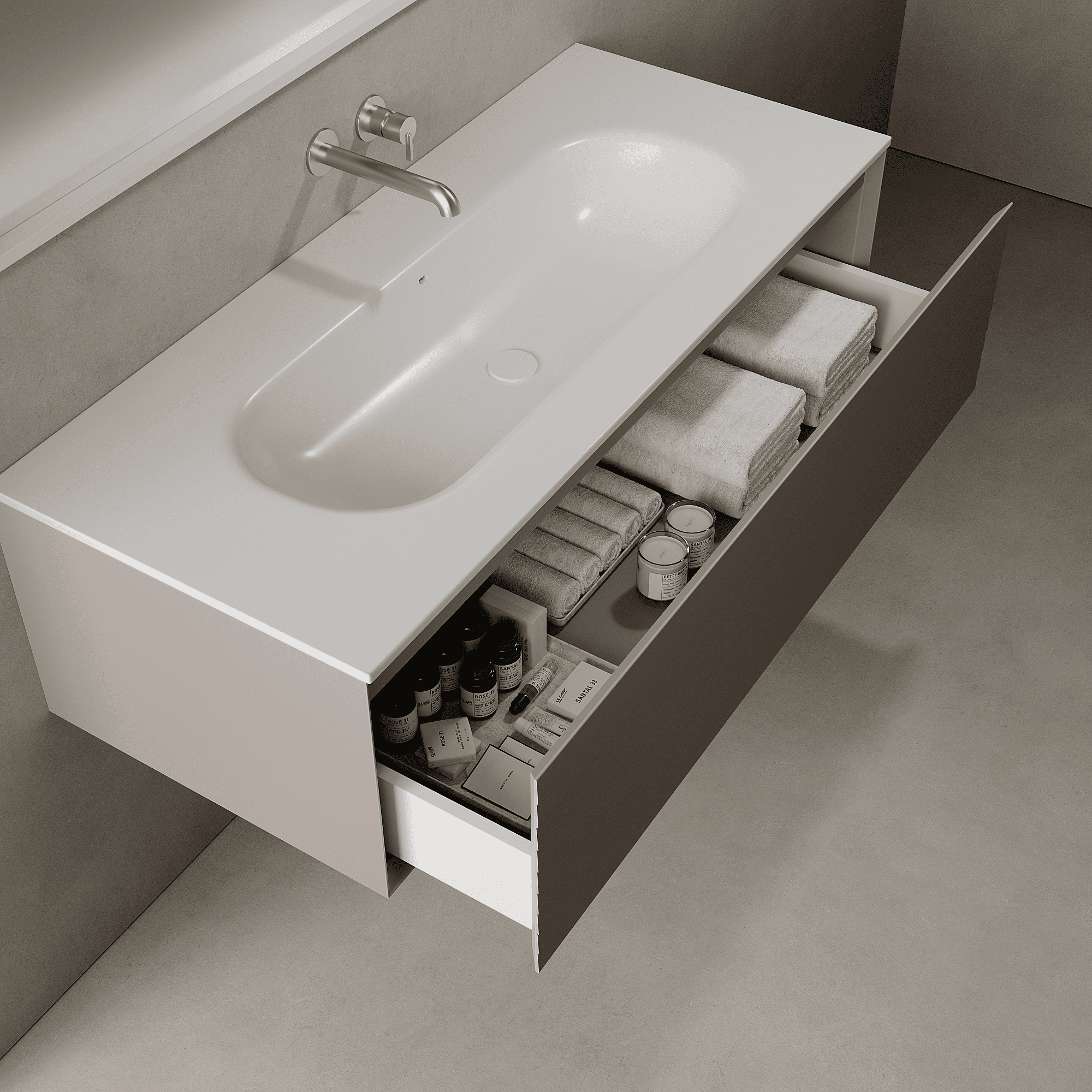 Nordale Taupe 1200mm Vanity Unit - Single Drawer with Large Single Basin