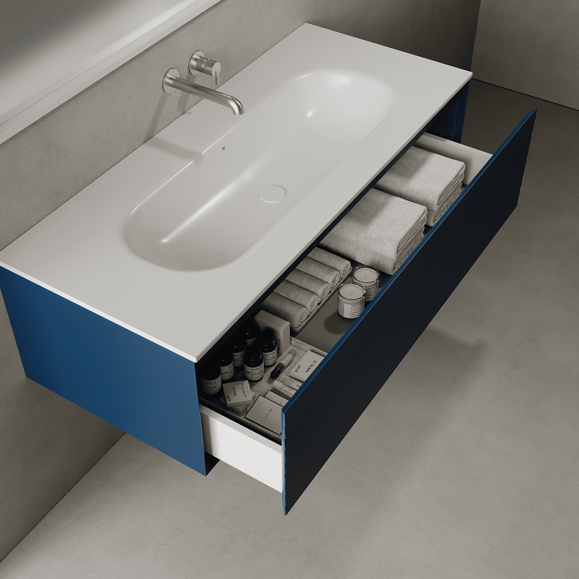Nordale Ocean Blue 1200mm Vanity Unit - Single Drawer with Large Single Basin