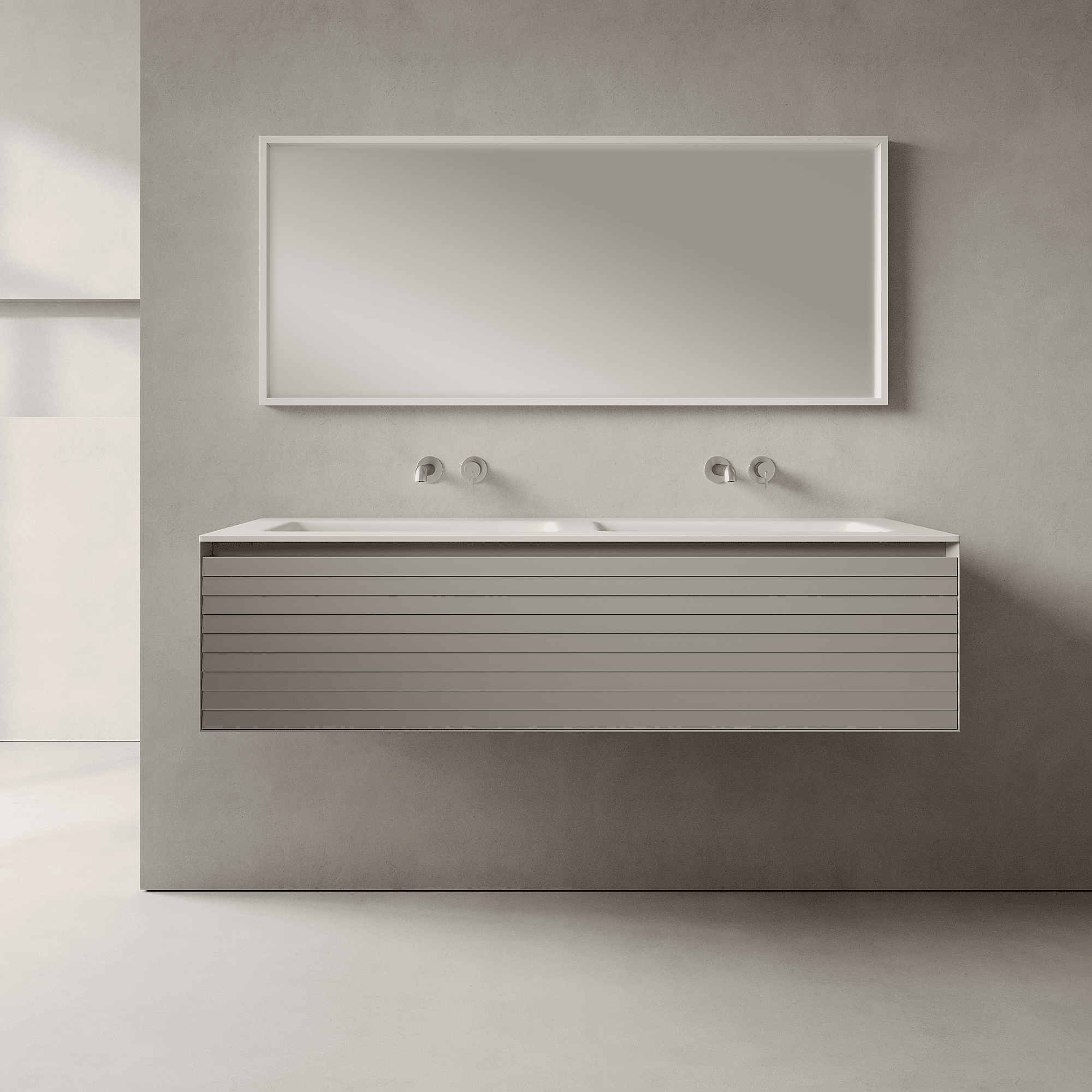 Nordale Stone Grey 1400mm Vanity Unit - Single Drawer with Double Basin