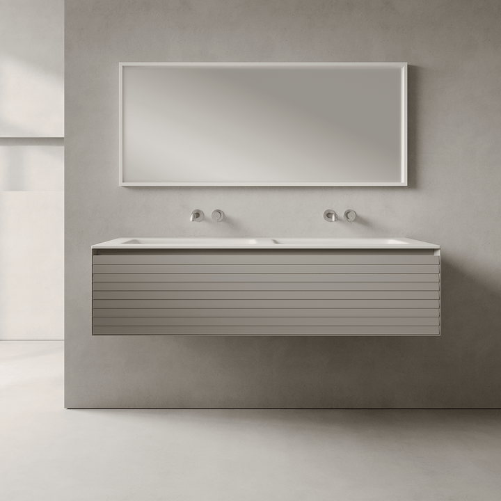 Nordale Stone Grey 1400mm Vanity Unit - Single Drawer with Double Basin