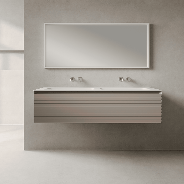 Nordale Taupe 1400mm Vanity Unit - Single Drawer with Double Basin