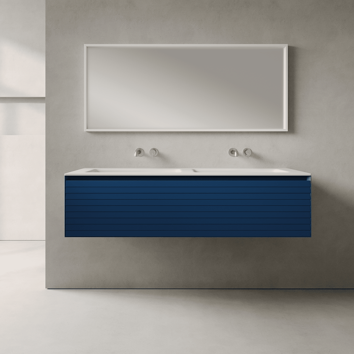 Nordale Ocean Blue 1400mm Vanity Unit - Single Drawer with Double Basin