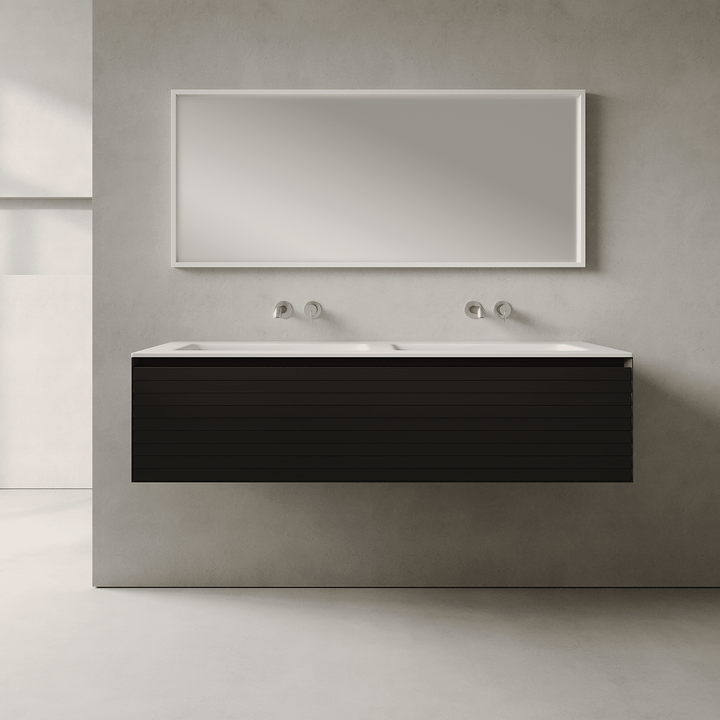 Nordale Silk Black 1400mm Vanity Unit - Single Drawer with Double Basin