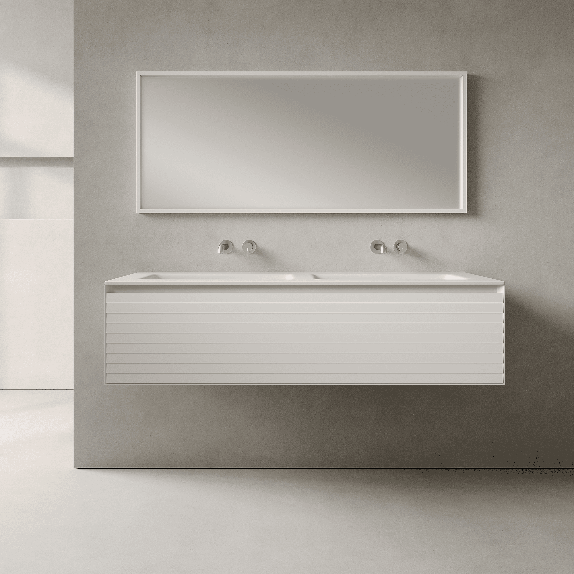 Nordale Snow White 1400mm Vanity Unit - Single Drawer with Double Basin