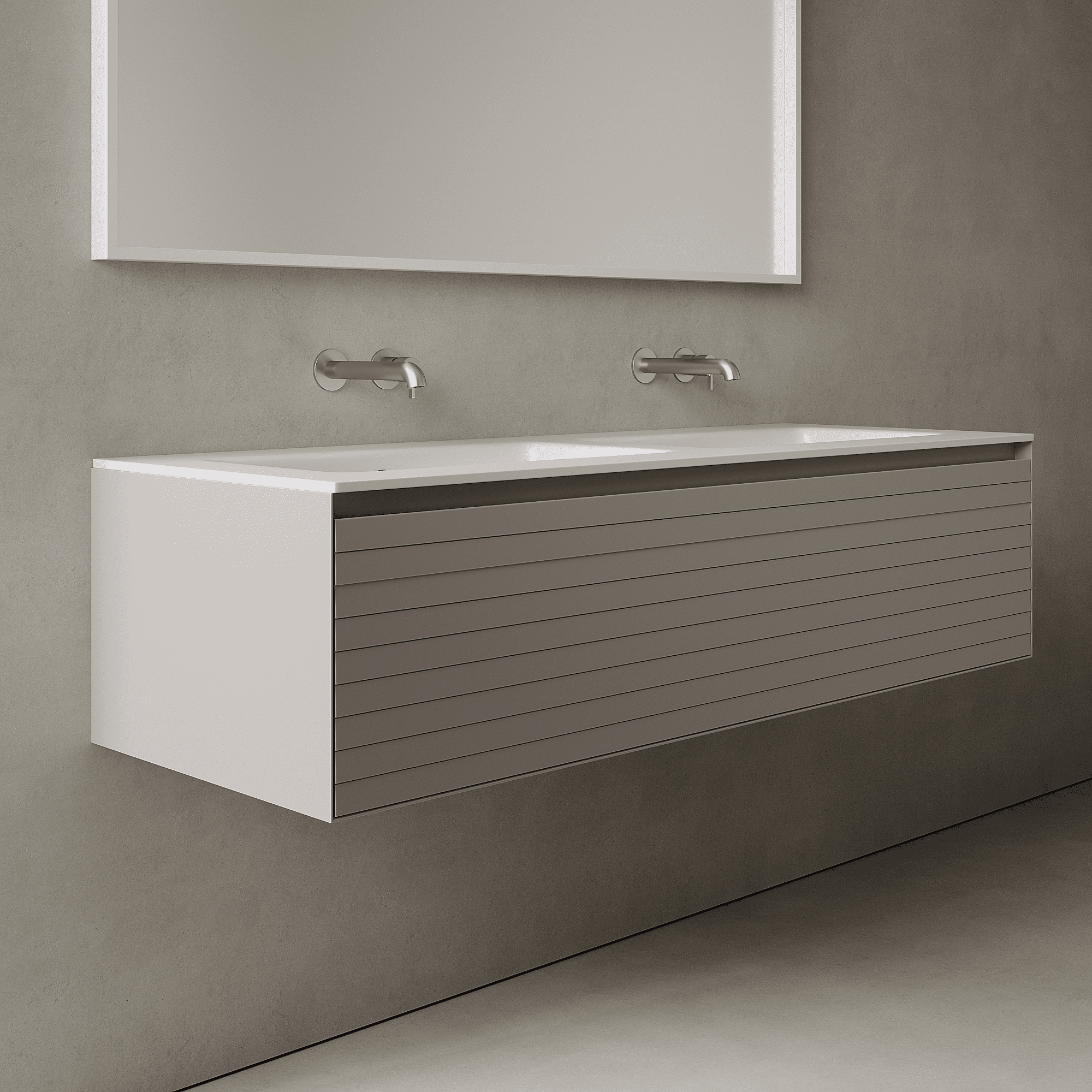 Nordale Stone Grey 1400mm Vanity Unit - Single Drawer with Double Basin
