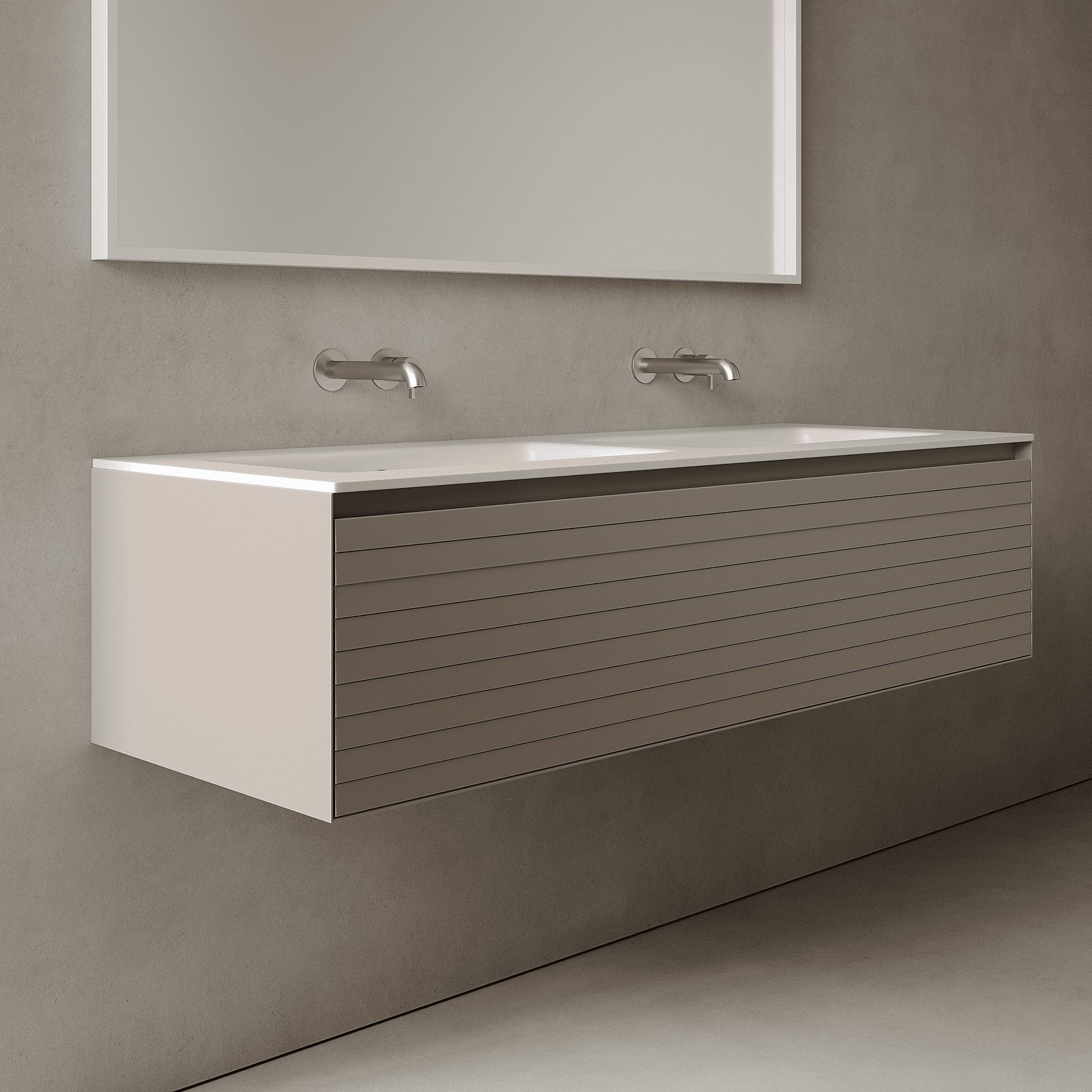 Nordale Taupe 1400mm Vanity Unit - Single Drawer with Double Basin