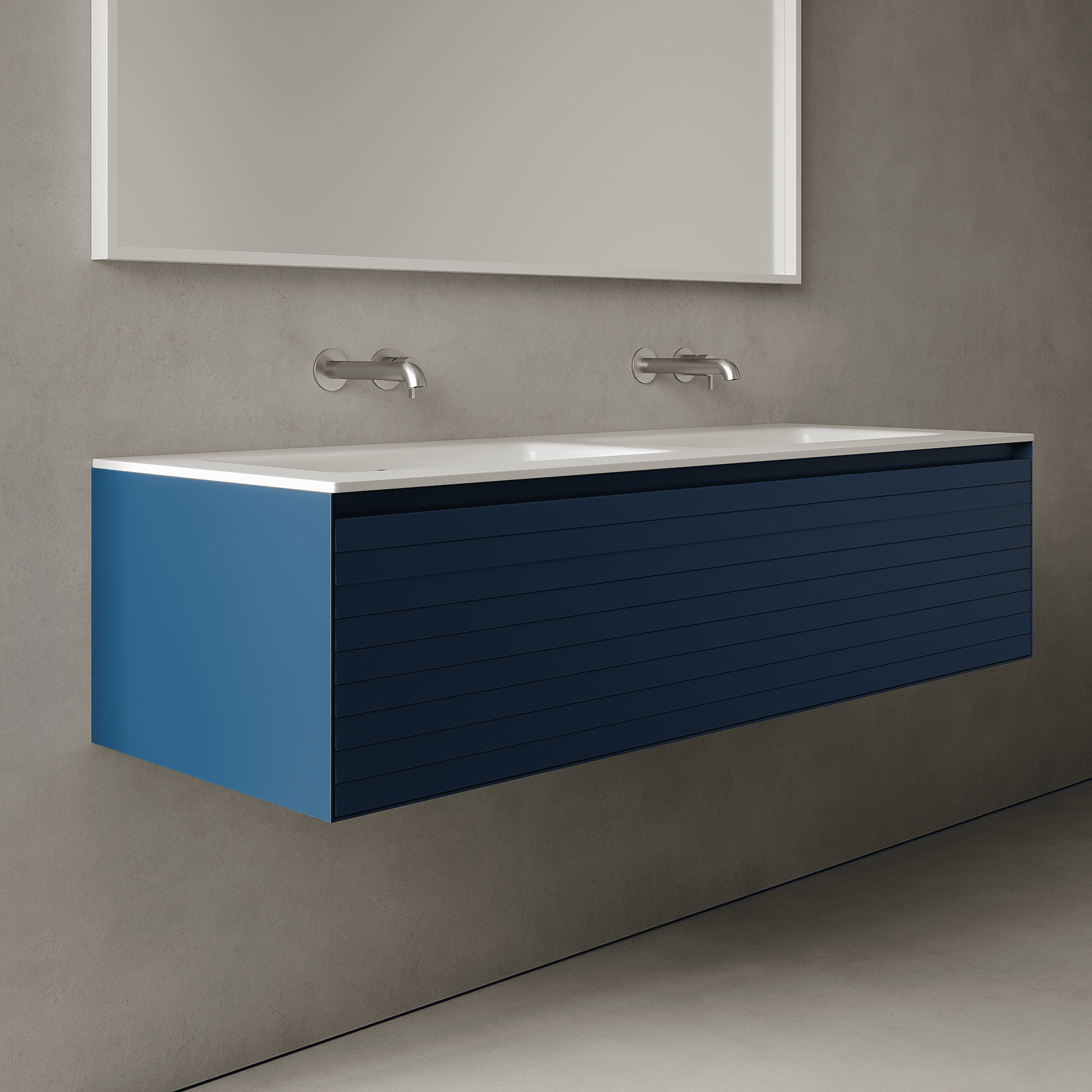 Nordale Ocean Blue 1400mm Vanity Unit - Single Drawer with Double Basin