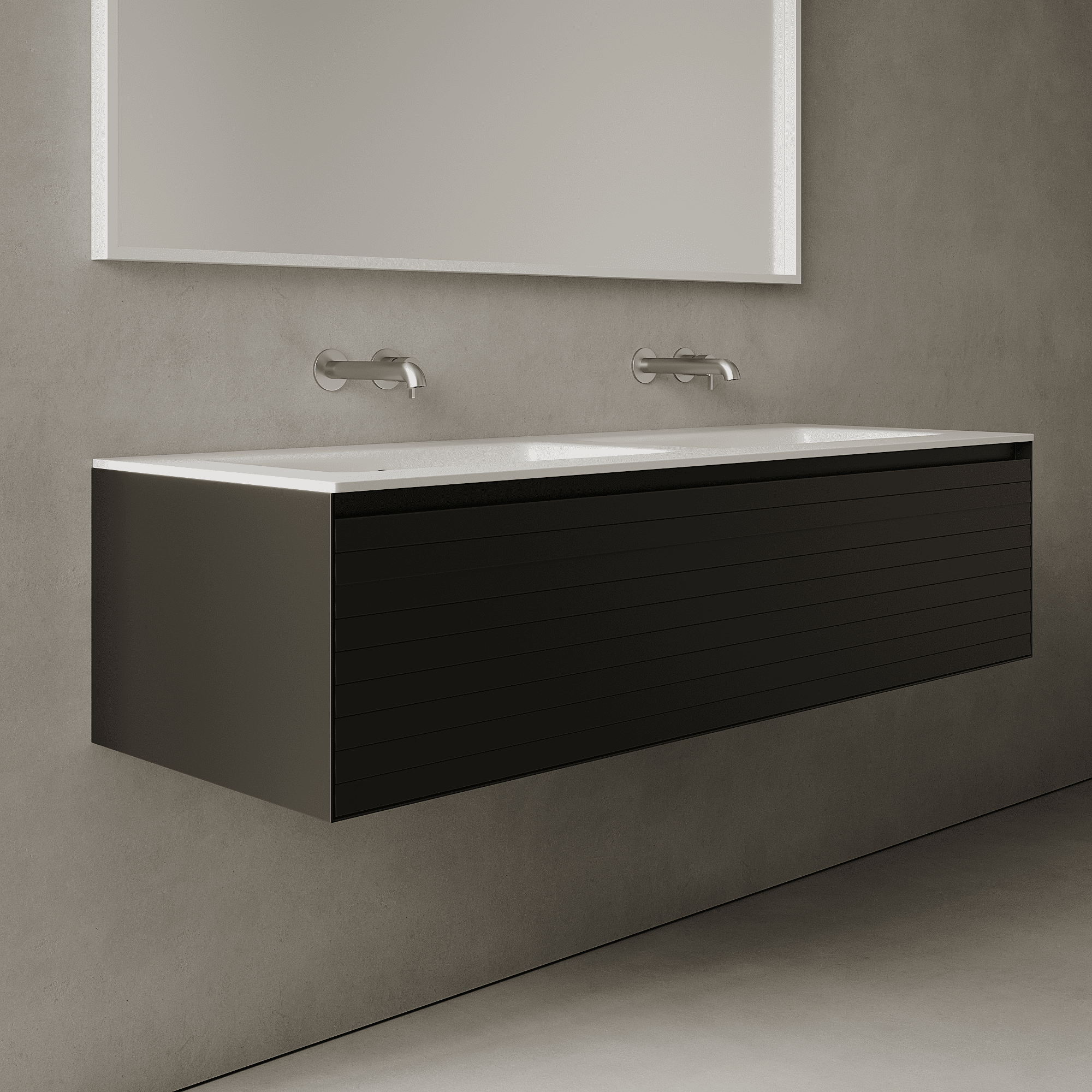 Nordale Silk Black 1400mm Vanity Unit - Single Drawer with Double Basin
