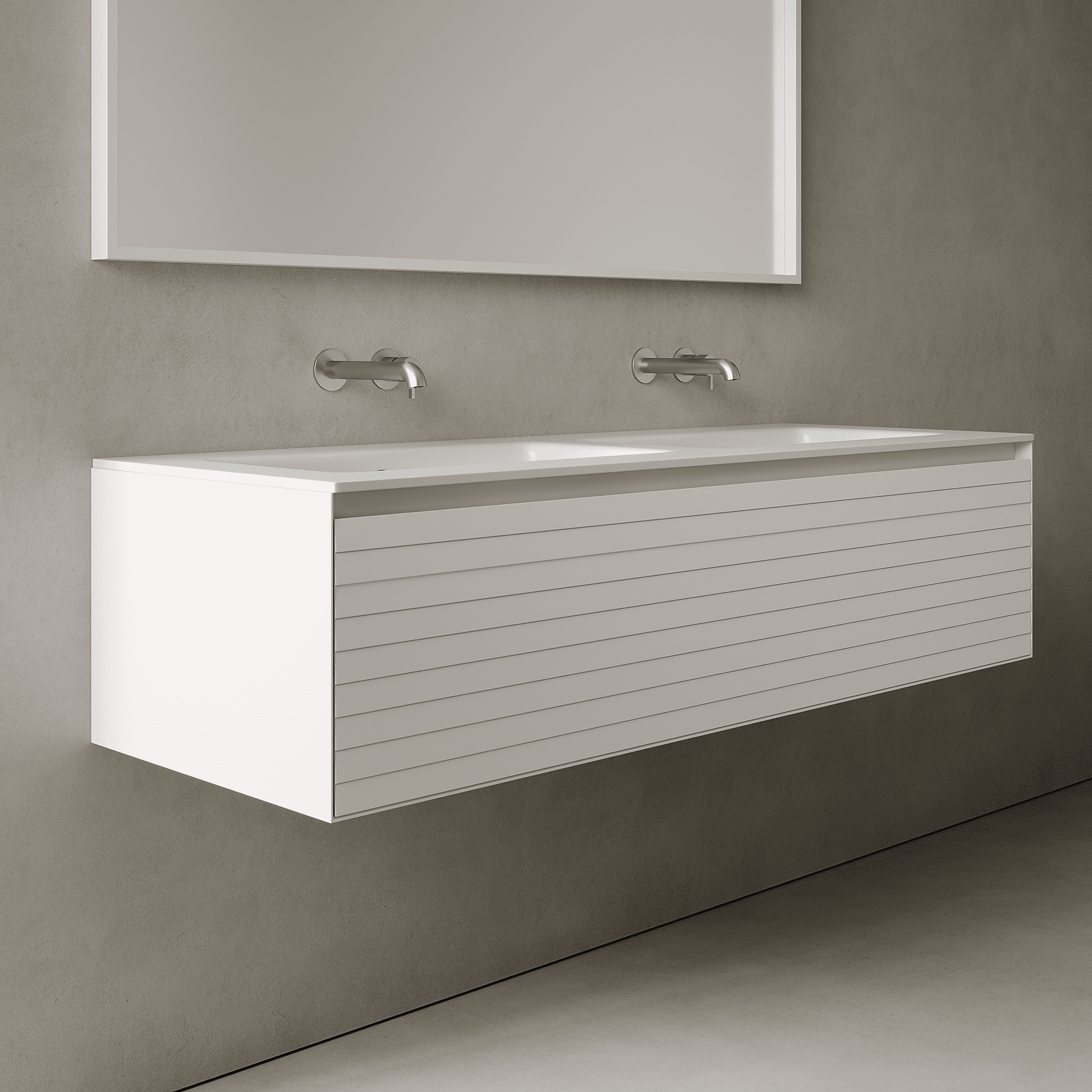 Nordale Snow White 1400mm Vanity Unit - Single Drawer with Double Basin