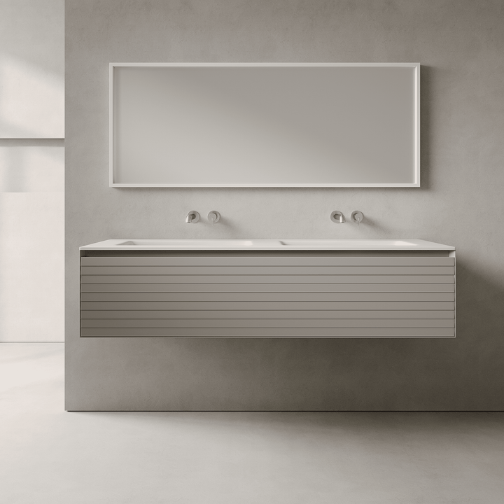 Nordale Stone Grey 1500mm Vanity Unit - Single Drawer with Double Basin