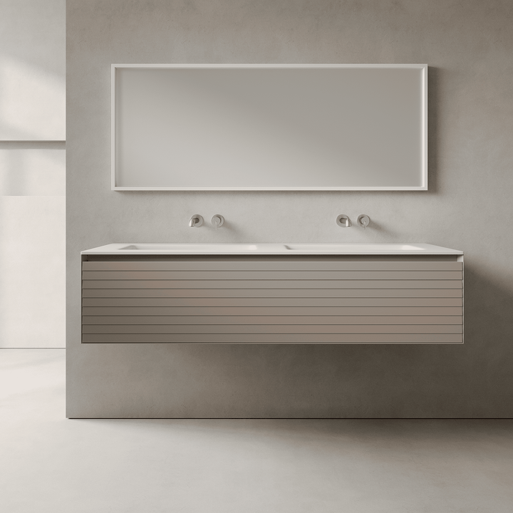 Nordale Taupe 1500mm Vanity Unit - Single Drawer with Double Basin