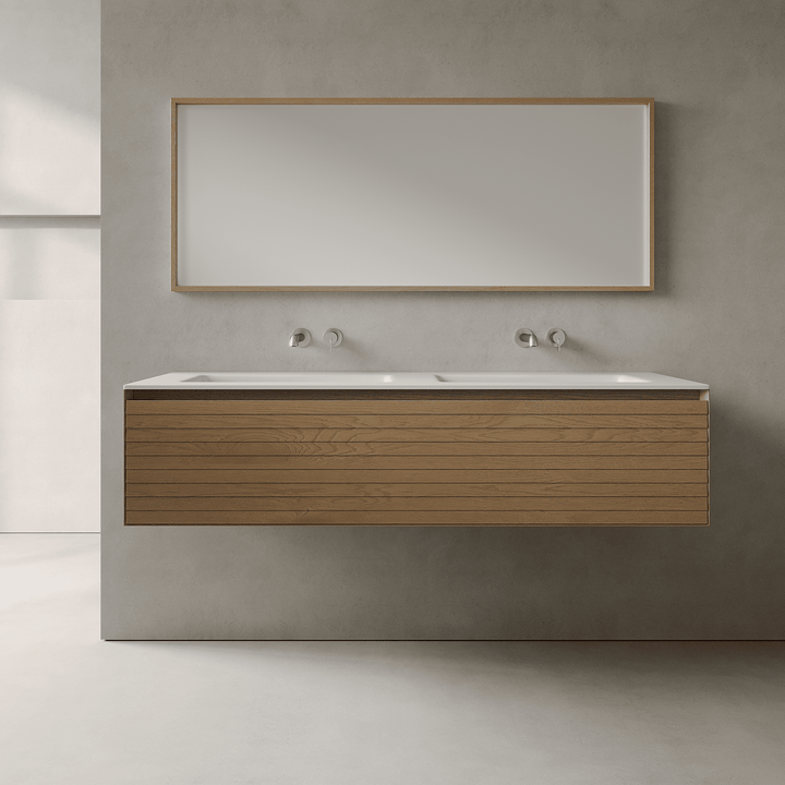 Nordale Real Oak 1500mm Vanity Unit - Single Drawer with Double Basin