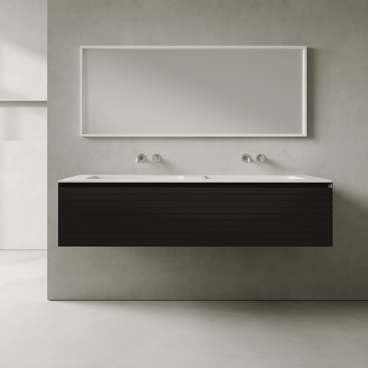 Nordale Silk Black 1500mm Vanity Unit - Single Drawer with Double Basin