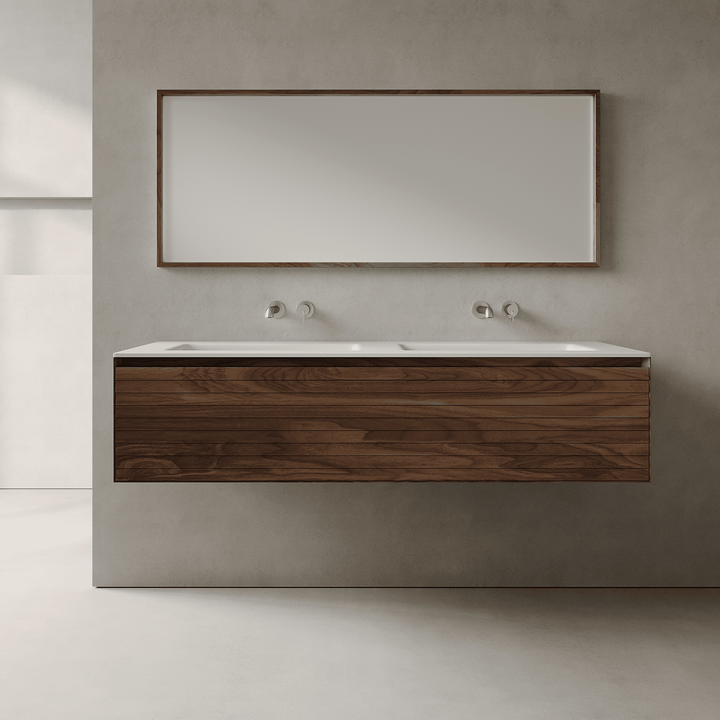 Nordale Real Walnut 1500mm Vanity Unit - Single Drawer with Double Basin