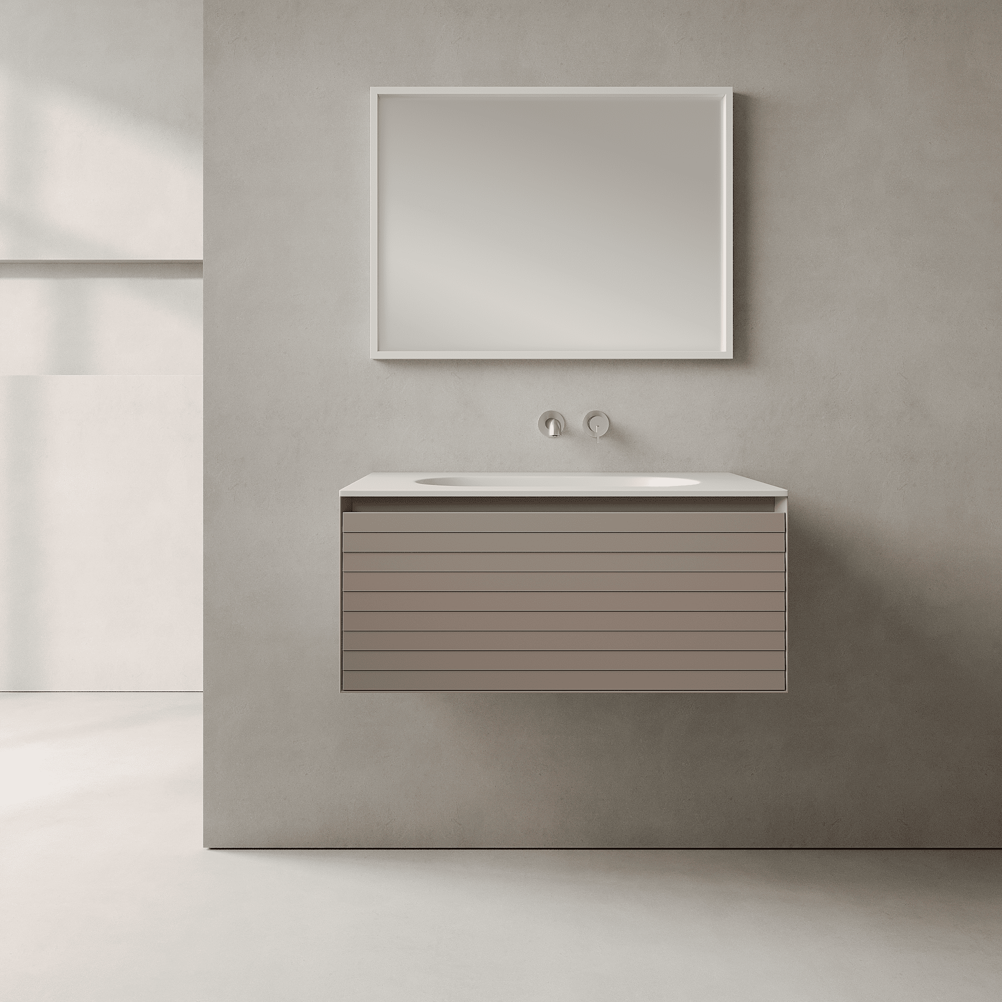 Nordale Taupe 800mm Vanity Unit - Single Drawer with Single Basin