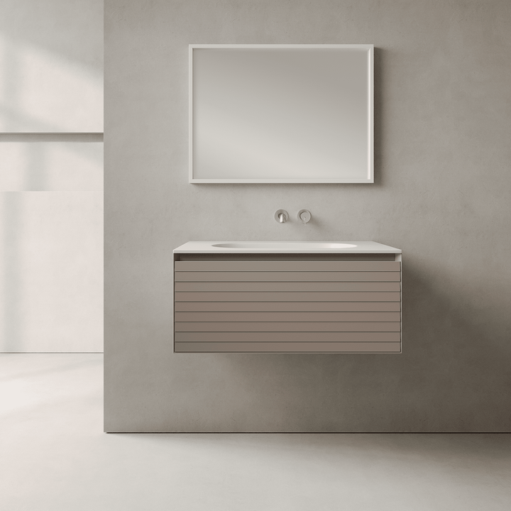 Nordale Taupe 800mm Vanity Unit - Single Drawer with Single Basin