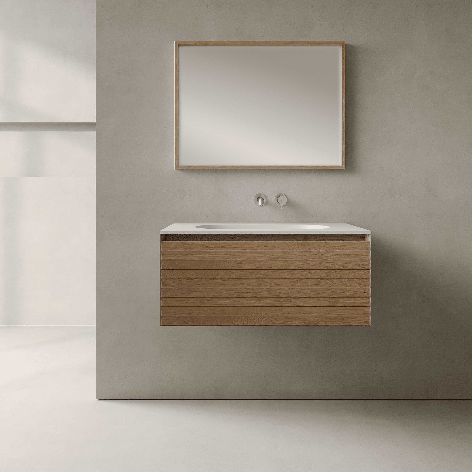 Nordale Real Oak 800mm Vanity Unit - Single Drawer with Single Basin