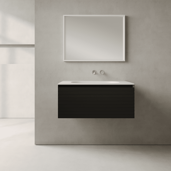 Nordale Silk Black 800mm Vanity Unit - Single Drawer with Single Basin