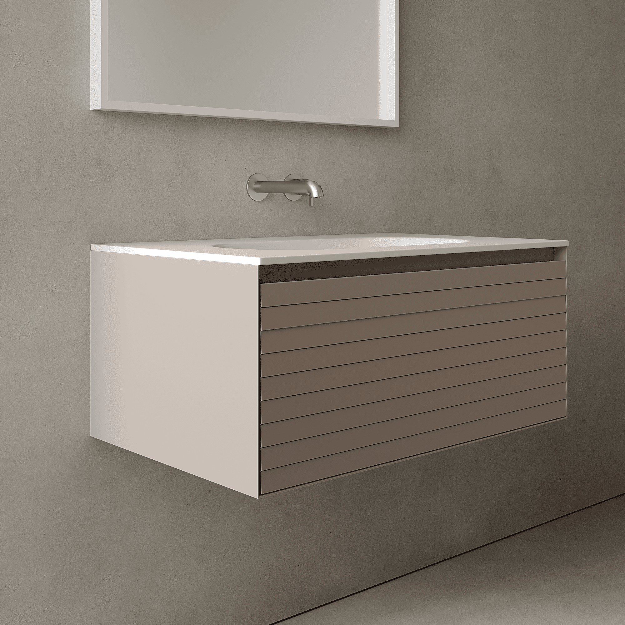 Nordale Taupe 800mm Vanity Unit - Single Drawer with Single Basin