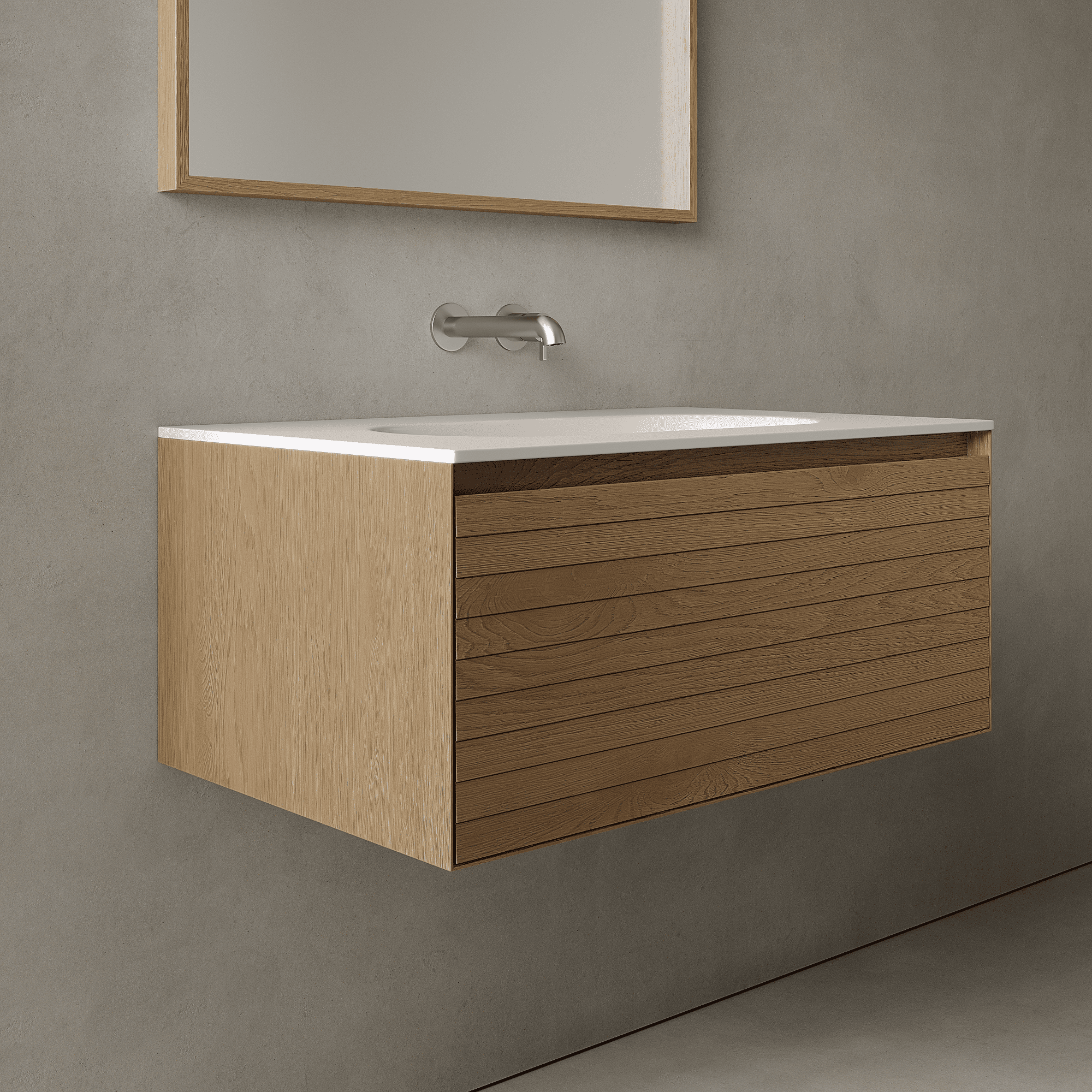 Nordale Real Oak 800mm Vanity Unit - Single Drawer with Single Basin