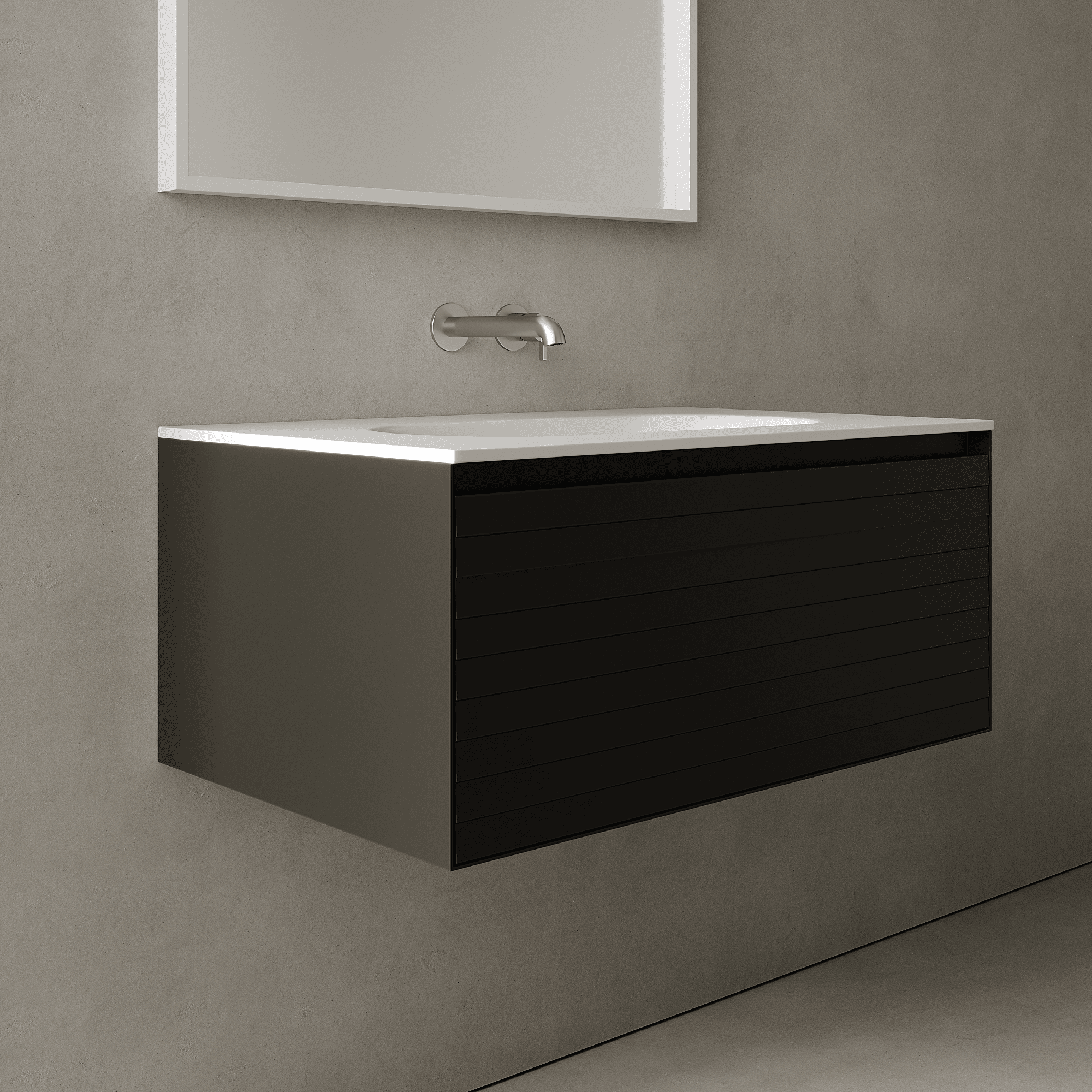 Nordale Silk Black 800mm Vanity Unit - Single Drawer with Single Basin