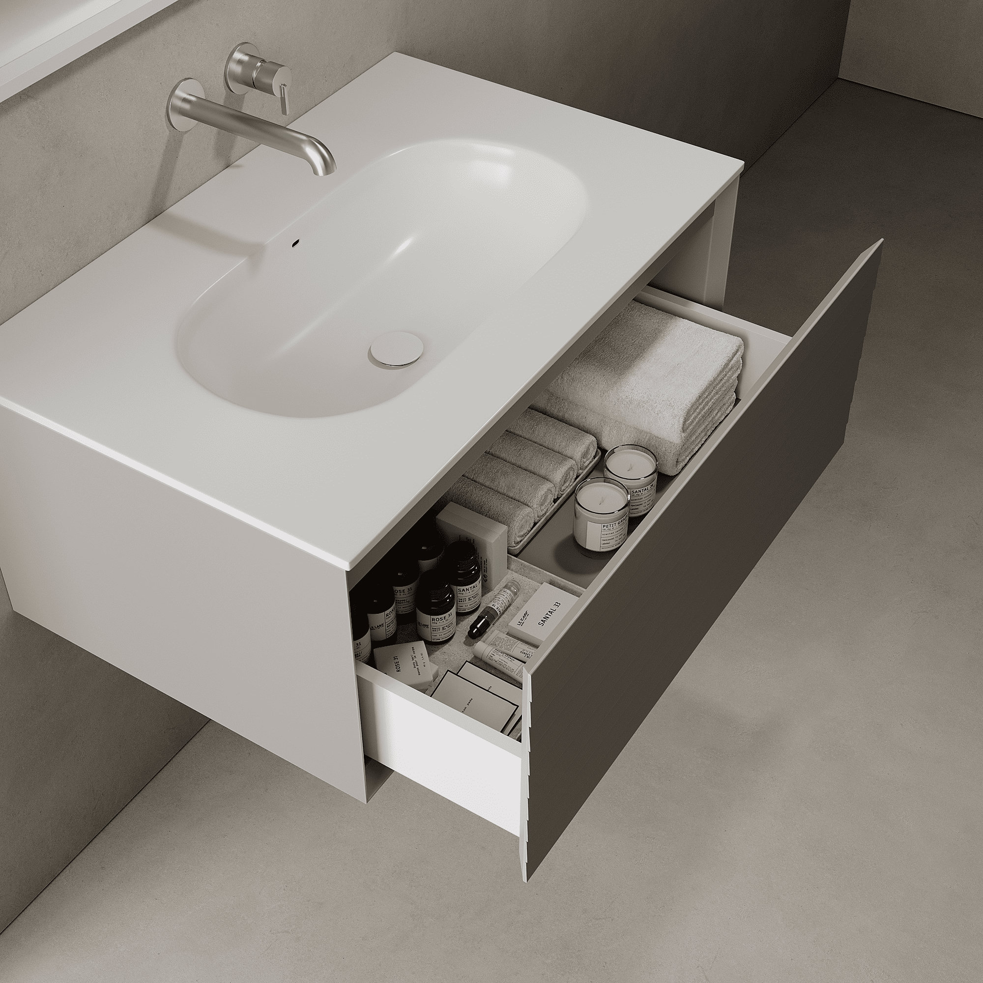 Nordale Stone Grey 800mm Vanity Unit - Single Drawer with Single Basin