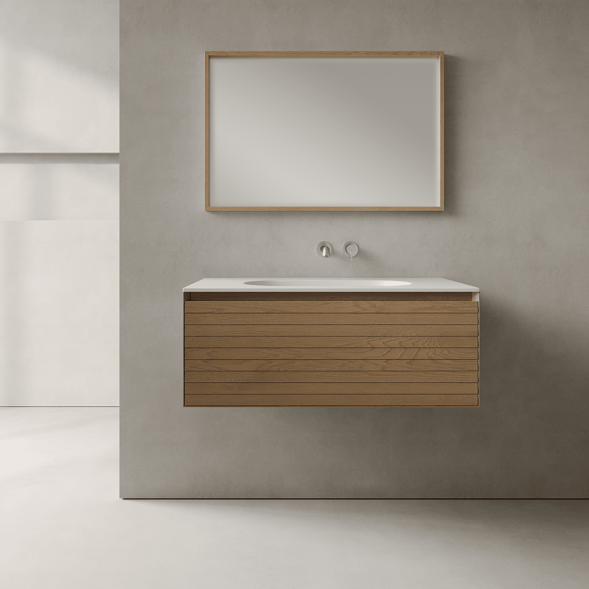 Nordale Real Oak 900mm Vanity Unit - Single Drawer with Single Basin
