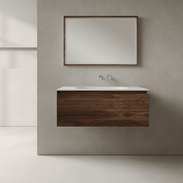 Nordale Real Walnut 900mm Vanity Unit - Single Drawer with Single Basin
