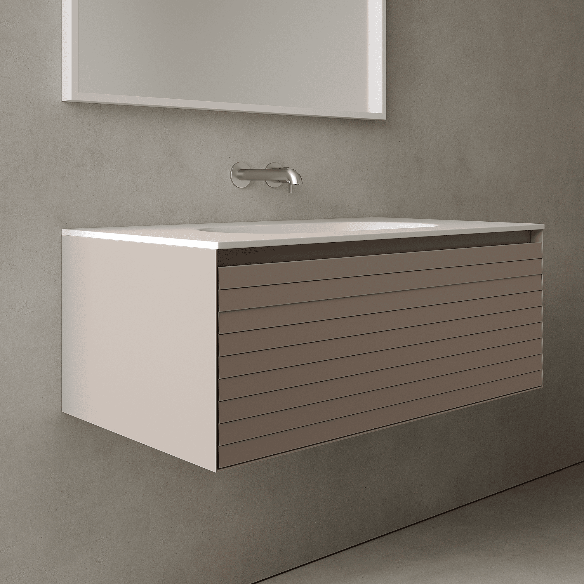Nordale Taupe 900mm Vanity Unit - Single Drawer with Single Basin