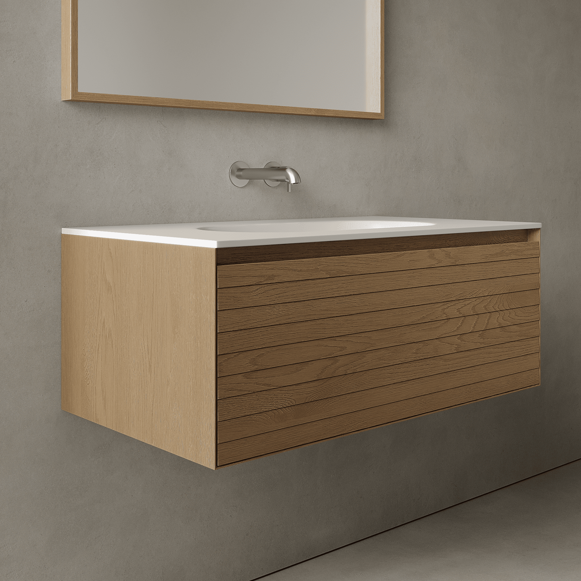 Nordale Real Oak 900mm Vanity Unit - Single Drawer with Single Basin