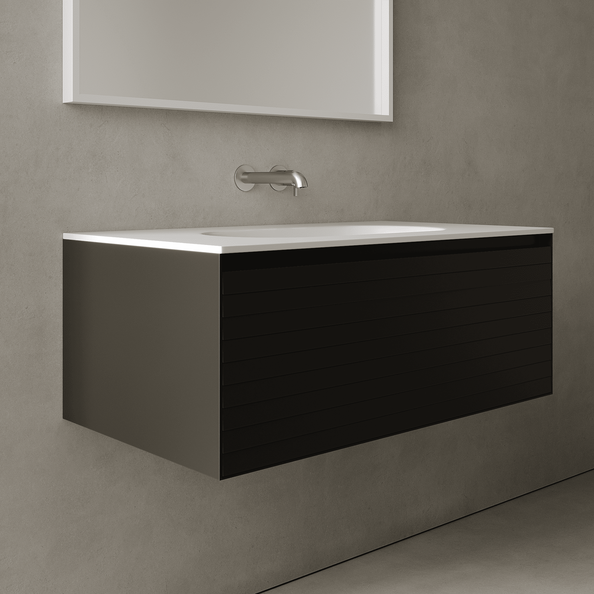 Nordale Silk Black 900mm Vanity Unit - Single Drawer with Single Basin