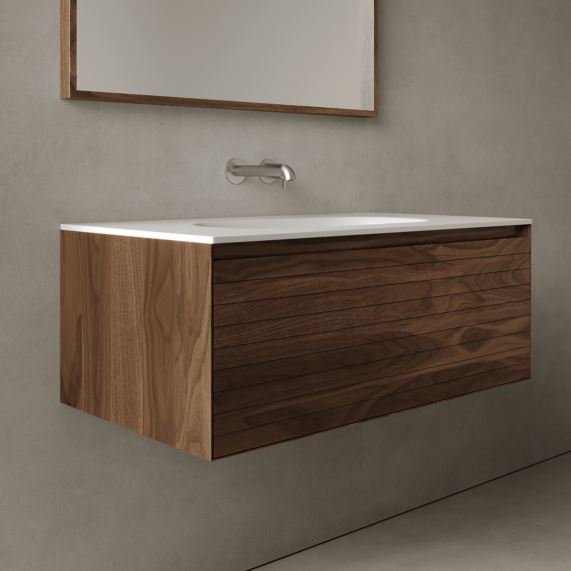 Nordale Real Walnut 900mm Vanity Unit - Single Drawer with Single Basin