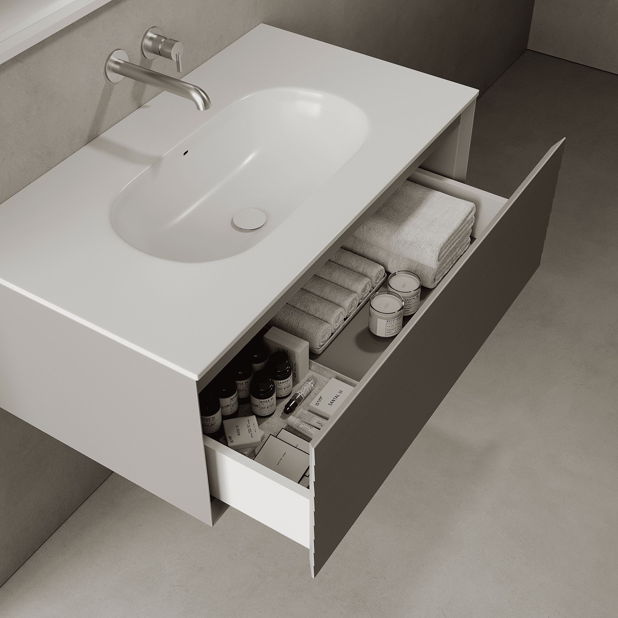 Nordale Stone Grey 900mm Vanity Unit - Single Drawer with Single Basin