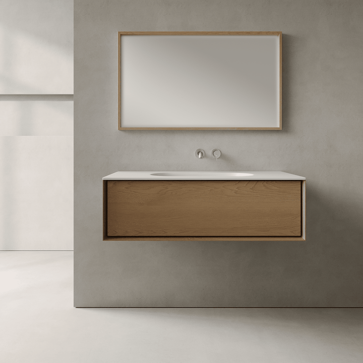 Valmere Real Oak 1000mm Vanity Unit - Single Drawer with Single Basin