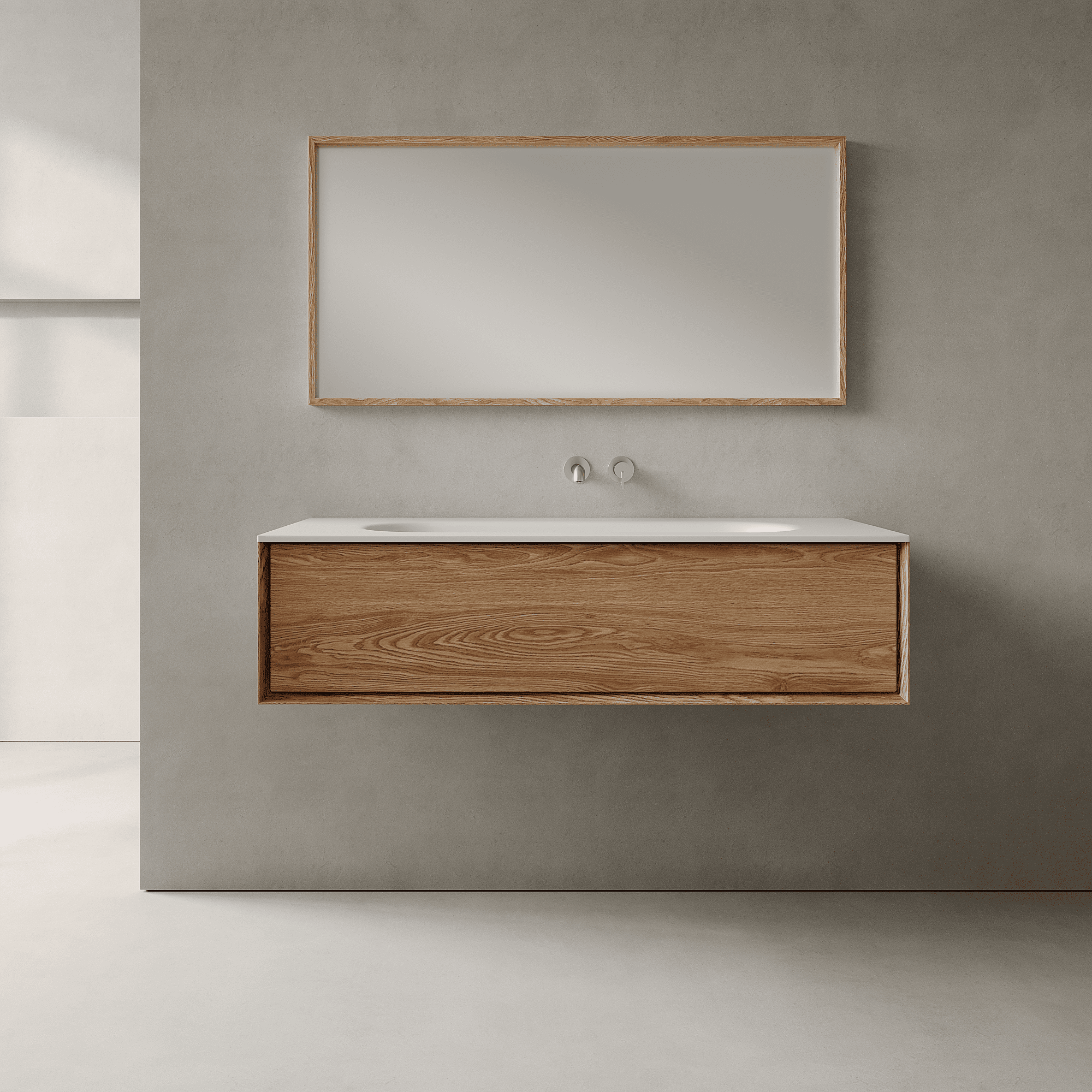 Valmere Honey Wood 1200mm Vanity Unit - Single Drawer with Large Single Basin