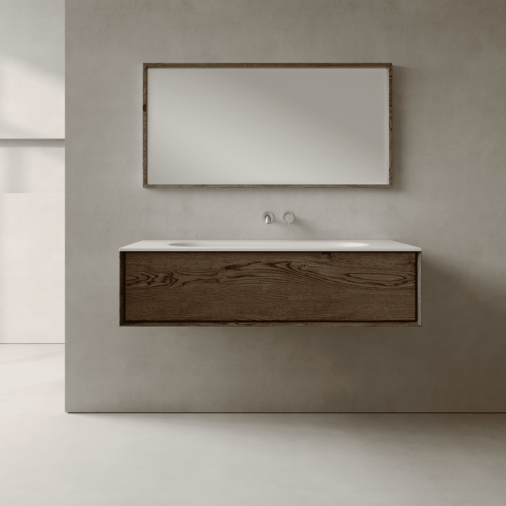 Valmere Smoked Wood 1200mm Vanity Unit - Single Drawer with Large Single Basin