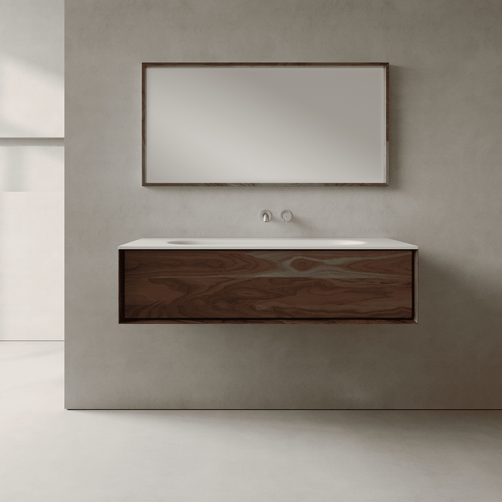 Valmere Real Walnut 1200mm Vanity Unit - Single Drawer with Large Single Basin