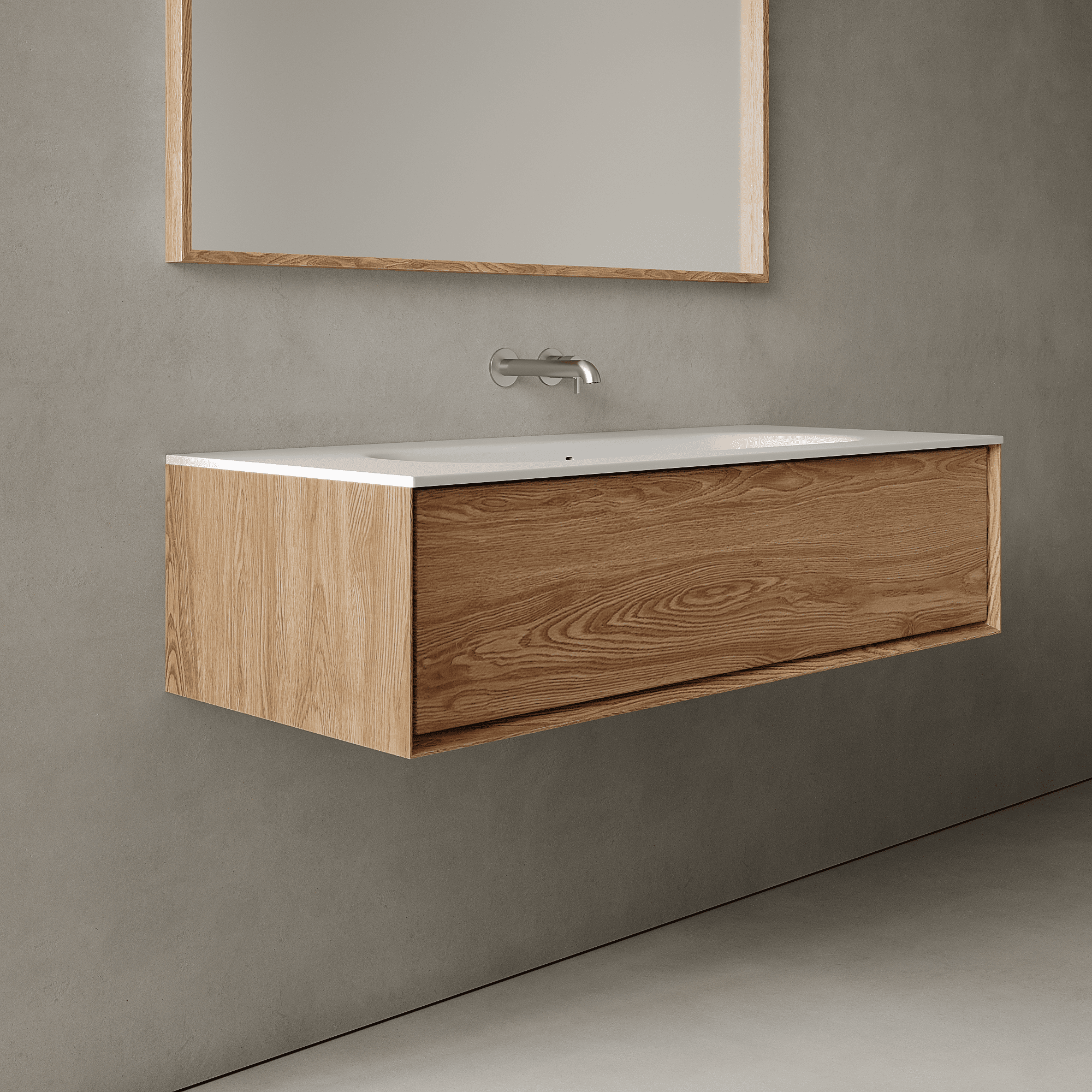 Valmere Honey Wood 1200mm Vanity Unit - Single Drawer with Large Single Basin