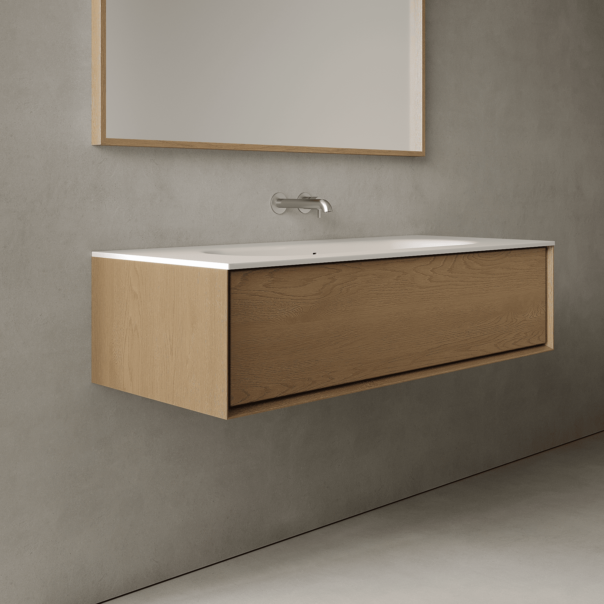 Valmere Real Oak 1200mm Vanity Unit - Single Drawer with Large Single Basin