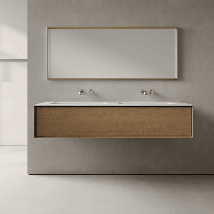 Valmere Real Oak 1500mm Vanity Unit - Single Drawer with Double Basin